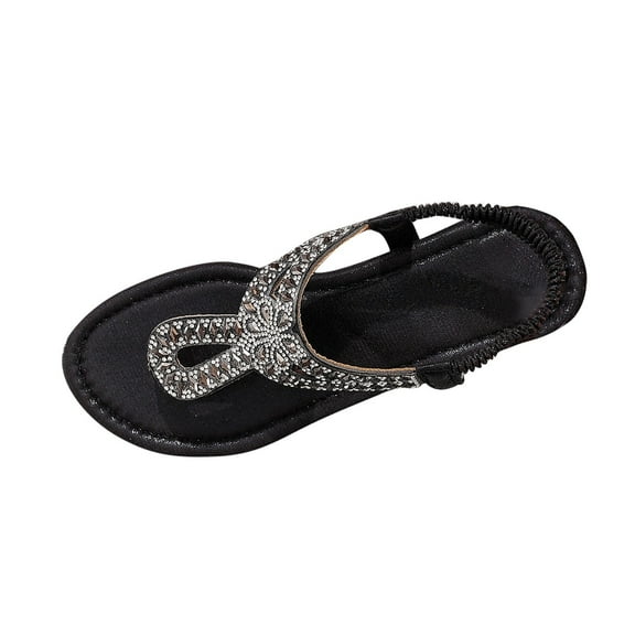 Hopeusnice Sandals for Women Flat Heel Breathable Soft Trendy Non-Slip Women's Sandals Thong Sandals PU Materials Summer Shoes Roman Boho Style Lightweight Walking Shoes Gray 37