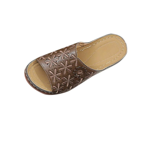 Hopeusnice Sandals for Women Non-Slip PU Materials Summer And Fall Shoes Breathable Soft Women's Sandals Trendy Wedge Heel Peep-Toe Sandals Comfortable Walking Shoes Coffee 39