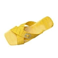 thumbnail image 1 of Hopeusnice Sandals for Women Non-Slip PU Materials Summer Shoes Breathable Soft Open Toe Trendy Women's Sandals Flat Heel Square Toe Arch Support Shoes Yellow 40, 1 of 8