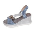 thumbnail image 1 of Hopeusnice Sandals for Women Open Toe Breathable Non-Slip PU Materials Summer Shoes Women's Sandals Wedge Heel Soft Trendy Arch Support Shoes Sky Blue 41, 1 of 9