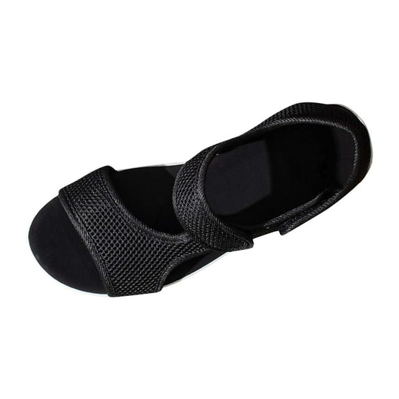 Hopeusnice Sandals for Women Open Toe Sandals Breathable Non-Slip Cloth Materials Summer Shoes Soft Thick-Soled Heel Women's Sandals Trendy Outdoor Shoes Black 41