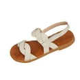 thumbnail image 1 of Hopeusnice Sandals for Women PU Materials Summer Shoes Breathable Soft Women's Sandals Non-Slip Flat Heel Trendy Open Toe Roman Boho Style Shoes for Beach Moisture-Wicking Walking Shoes White 36, 1 of 9