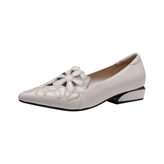 Hopeusnice Sandals for Women Pumps Shoes Breathable Soft PU Materials Summer And Fall Shoes Flat Heel Women's Sandals Trendy Non-Slip Slip-Resistant Walking Shoes Beige 36