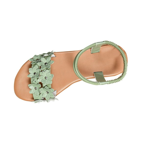 Hopeusnice Sandals for Women Soft Non-Slip Breathable PU Materials Summer Shoes Flat Heel Women's Sandals Trendy Open Toe Slip-Resistant Walking Shoes Green 37