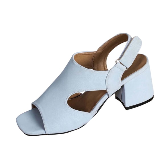 Hopeusnice Sandals for Women Soft Non-Slip PU Materials Summer And Fall Shoes Peep-Toe Sandals Women's Sandals Breathable Block Heel Trendy Arch Support Shoes Sky Blue 43