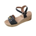 thumbnail image 1 of Hopeusnice Sandals for Women Soft Non-Slip PU Materials Summer Shoes Women's Sandals Trendy Breathable Wedge High Heel Open Toe Sandals Buckle Moisture-Wicking Elegant Shoes Black 41, 1 of 7