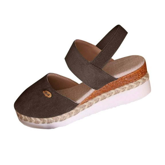 Hopeusnice Sandals for Women Thick-Soled Heel Breathable Non-Slip Closed-Toe Sandals Trendy Soft Women's Sandals Pu Summer And Fall Shoes Almond Toe Moisture-Wicking Walking Shoes Coffee 42