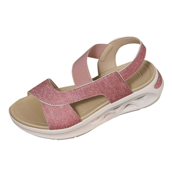 Hopeusnice Sandals for Women Thick-Soled Heel Breathable Non-Slip Open Toe Trendy PU Materials Summer Shoes Soft Women's Sandals Slip-Resistant Walking Shoes Pink 43