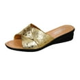 thumbnail image 1 of Hopeusnice Sandals for Women Trendy Non-Slip Breathable Open Toe Sandals PU Materials Summer Shoes Thick-Soled Heel Soft Women's Sandals Shoes for Beach Vacation Shoes Gold 38, 1 of 9