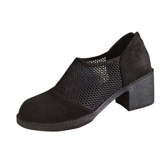 Hopeusnice Sandals for Women Trendy Non-Slip Flock Materials Summer And Fall Shoes Closed-Toe Sandals Soft Breathable High Heel Women's Sandals Round Toe Flexible Elegant Shoes Black 36