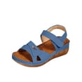 thumbnail image 1 of Hopeusnice Sandals for Women Trendy Non-Slip PU Materials Summer Shoes Thick-Soled Heel Soft Women's Sandals Breathable Open Toe Shoes for Beach Moisture-Wicking Walking Shoes Light Blue 40, 1 of 5