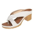 thumbnail image 1 of Hopeusnice Sandals for Women Non-Slip PU Materials Summer Shoes Breathable Soft Open Toe Block Heel Women's Sandals Trendy Outdoor Shoes White 37, 1 of 8