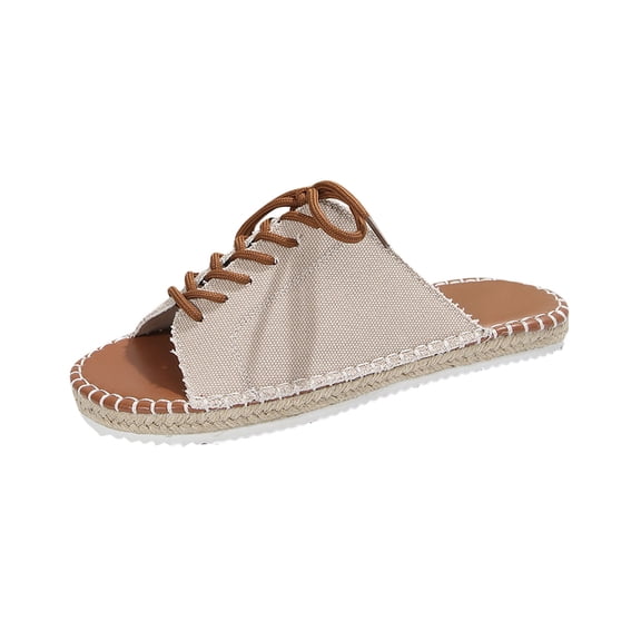 Hopeusnice Slippers for Women Non-Slip PU Materials Summer Shoes Soft Breathable Open Toe Flat Heel Trendy Women's Slippers Roman Boho Style Shoes for Beach Lightweight Walking Shoes Beige 40
