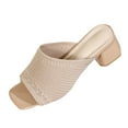 thumbnail image 1 of Hopeusnice Slippers for Women Nylon Spandex Materials Summer Shoes Breathable Non-Slip Open Toe Sandals Soft Women's Slippers Block Heel Trendy Flexible Walking Shoes Beige 36, 1 of 6