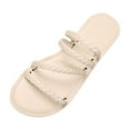 thumbnail image 1 of Hopeusnice Slippers for Women Open Toe Sandals Breathable Soft Non-Slip Trendy Women's Slippers Flat Heel PU Materials Summer Shoes for Beach Flexible Walking Shoes Beige 42, 1 of 6
