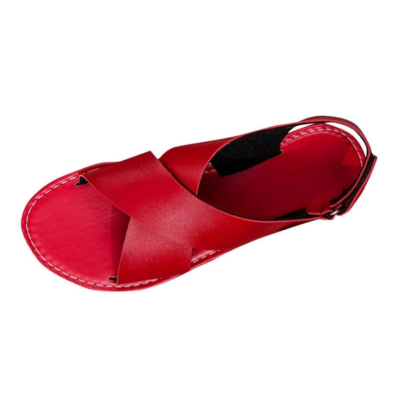 Hopeusnice Slippers for Women PU Materials Summer Shoes Breathable Non-Slip Women's Slippers Flat Heel Open Toe Sandals Trendy Soft Shoes for Beach Outdoor Shoes Red 40