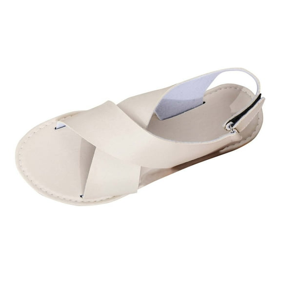 Hopeusnice Slippers for Women PU Materials Summer Shoes Breathable Non-Slip Women's Slippers Flat Heel Open Toe Sandals Trendy Soft Shoes for Beach Outdoor Shoes Beige 37