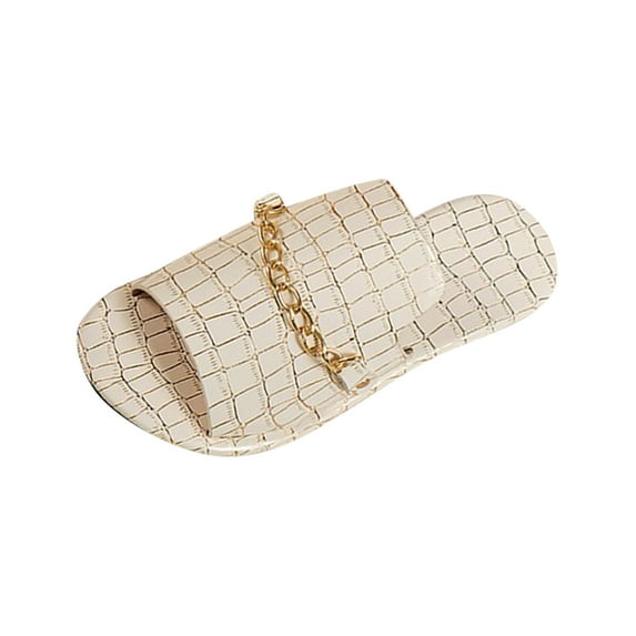 Hopeusnice Slippers for Women Trendy Non-Slip Breathable Open Toe Sandals Women's Slippers Soft Flat Heel PU Materials Summer Shoes Round Toe Shoes for Beach Round Toe Flexible Walking Shoes Beige 42