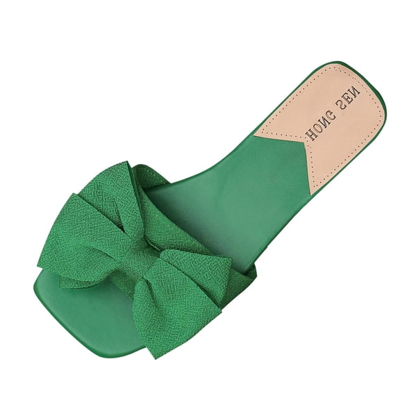 Hopeusnice Slippers for Women Trendy Non-Slip Nylon Spandex Materials Summer Shoes Open Toe Flat Heel Soft Women's Slippers Breathable Slip-Resistant Walking Shoes Green 37