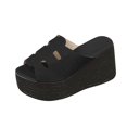 thumbnail image 1 of Hopeusnice Slippers for Women Trendy Non-Slip PU Materials Summer Shoes Thick-Soled Heel Women's Slippers Breathable Soft Open Toe Sandals Shoes for Beach Vacation Shoes Black 37, 1 of 9