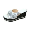 thumbnail image 1 of Hopeusnice Wedges Shoes for Women Non-Slip PU Materials Summer Shoes Breathable Thick-Soled Wedge Heel Women's Wedges Shoes Soft Open Toe Sandals Trendy Flexible Walking Shoes Silver 39, 1 of 9