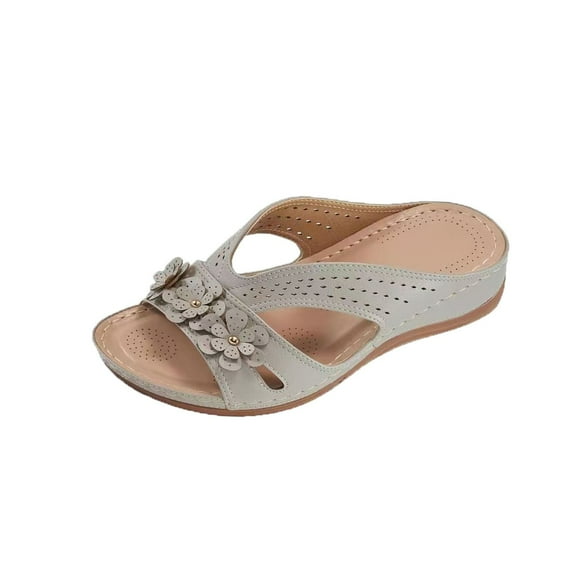 Hopeusnice Wedges Shoes for Women Non-Slip Pu Summer Shoes Breathable Open Toe Sandals Thick-Soled Wedge Heel Wedges Shoes Soft Trendy Shoes for Beach Moisture-Wicking Walking Shoes Gray 40