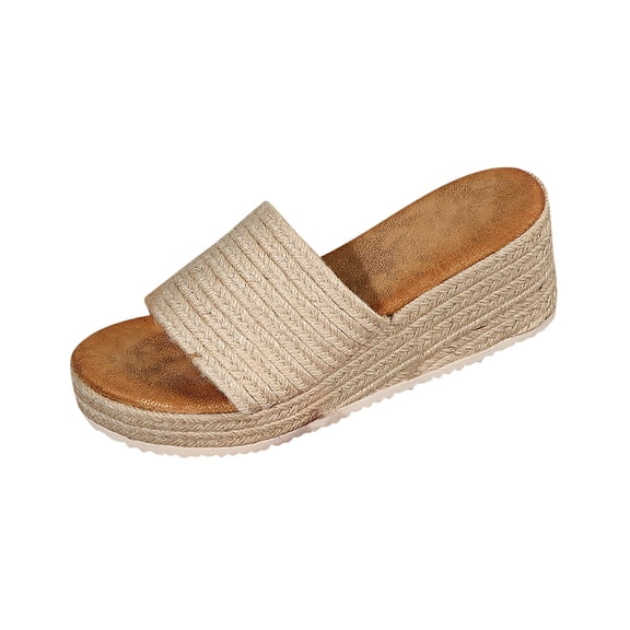 Hopeusnice Wedges Shoes for Women Open Toe Breathable Soft Eva Materials Summer Shoes Women's Wedges Shoes Wedge Heel Non-Slip Trendy Roman Arch Support Shoes Khaki 38