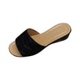 thumbnail image 1 of Hopeusnice Wedges Shoes for Women PU Materials Summer Shoes Breathable Soft Women's Wedges Shoes Wedge Heel Open Toe Sandals Trendy Non-Slip Outdoor Shoes Black 40, 1 of 8