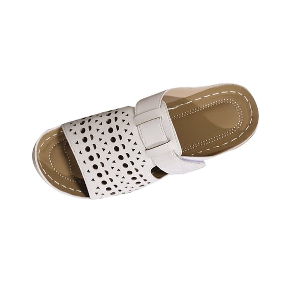 Hopeusnice Wedges Shoes for Women Thick-Soled Wedge Heel Breathable Soft Trendy Women's Wedges Shoes Open Toe Sandals PU Materials Summer Shoes Non-Slip Comfortable Walking Shoes White 39