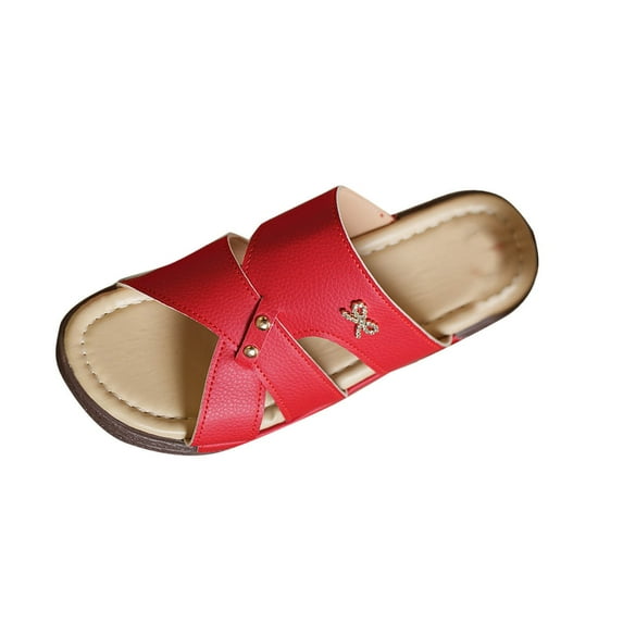 Hopeusnice Wedges Shoes for Women Thick-Soled Wedge Heel Breathable Soft Trendy Women's Wedges Shoes PU Materials Summer Shoes Non-Slip Open Toe Sandals Slip-Resistant Walking Shoes Red 40