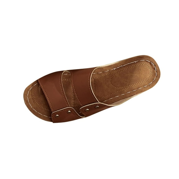 Hopeusnice Wedges Shoes for Women Trendy Non-Slip Breathable PU Materials Summer Shoes Thick-Soled Wedge Heel Open Toe Soft Women's Wedges Shoes Arch Support Shoes Brown 39