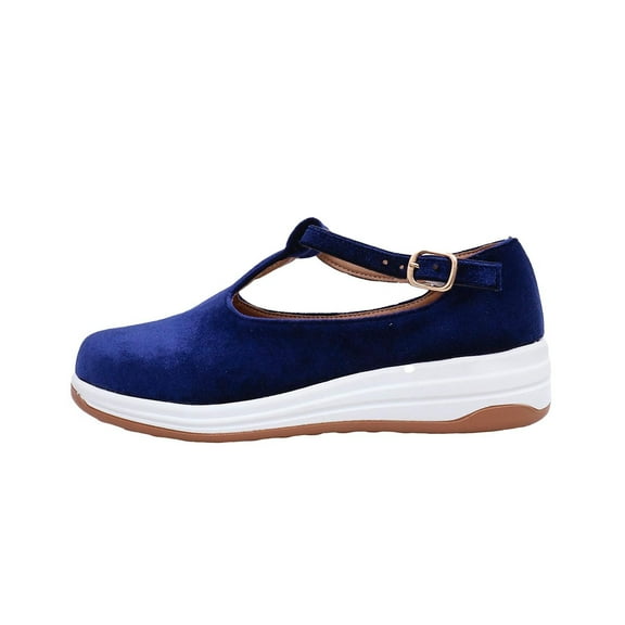 Hopeusnice Wedges Shoes for Women Wedge Heel Breathable Soft Women's Wedges Shoes Trendy Flock Materials Summer And Fall Shoes Non-Slip Pumps Shoes Slip-Resistant Walking Shoes Blue 38