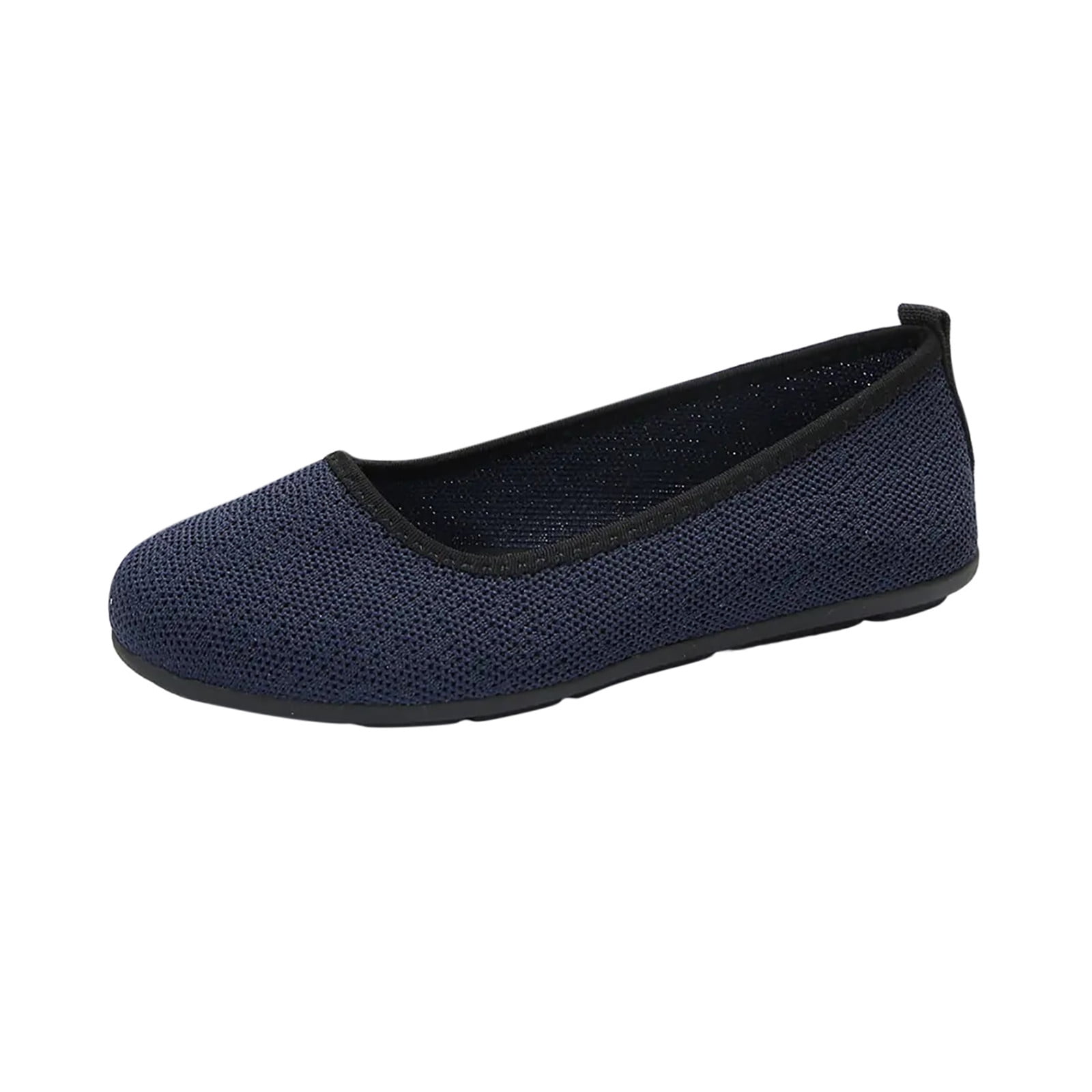 Women's Flats Shoes Non-Slip Breathable Pumps Shoes Canvas Materials Summer And Fall Shoes Soft Flat Heel Trendy Moisture-Wicking Walking Shoes Navy 39