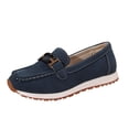 thumbnail image 1 of Hopeusnice Women's Flats Shoes Non-Slip Soft Flock Fall Slip-Ons Trendy Flat Heel Classic Loafers Breathable Pumps Shoes Round Toe Buckle Office Shoes Comfortable Walking Shoes Dark Blue 40, 1 of 9