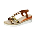 thumbnail image 1 of Hopeusnice Women's Sandals Non-Slip Breathable Open Toe PU Materials Summer Shoes Thick-Soled Heel Trendy Soft Roman Boho Style Shoes for Beach Vacation Shoes Coffee 41, 1 of 9