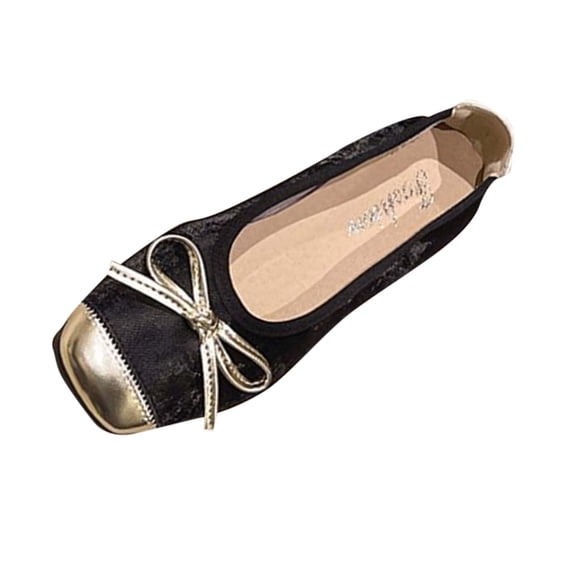 Hopeusnice Women's Sandals Non-Slip PU Materials Summer And Fall Shoes Flat Heel Trendy Breathable Pumps Shoes Soft Square Toe Vacation Shoes Black 38