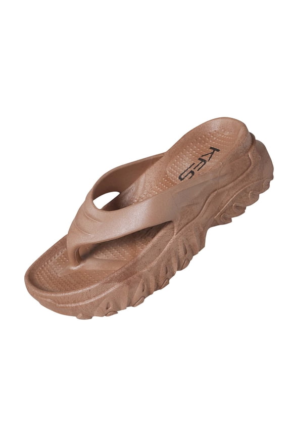 Women's Slippers Non-Slip Pvc Materials Summer Shoes Thick-Soled Heel Thong Sandals Breathable Trendy Soft Shoes for Beach Lightweight Walking Shoes Khaki 36