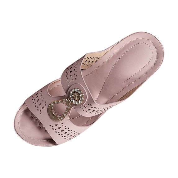 Hopeusnice Women's Wedges Shoes Non-Slip Breathable Thick-Soled Wedge Heel Soft PU Materials Summer Shoes Open Toe Sandals Trendy Shoes for Beach Arch Support Shoes Pink 39