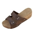 thumbnail image 1 of Hopeusnice Women's Wedges Shoes Non-Slip PU Materials Summer Shoes Thick-Soled Wedge Heel Soft Trendy Open Toe Breathable Moisture-Wicking Walking Shoes Brown 38, 1 of 8
