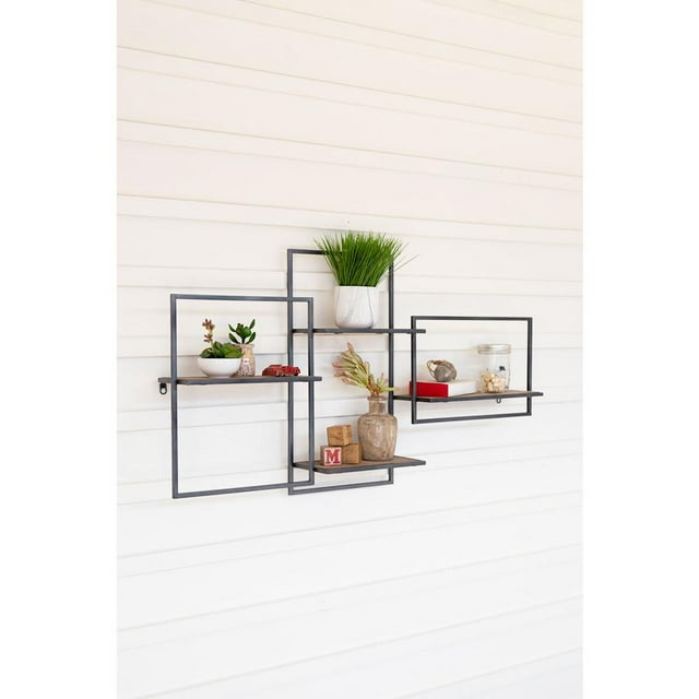 Hopewell Multi Level Wood And Metal Wall Shelf