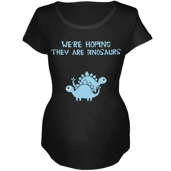 Hoping They Are Dinosaurs Twin Boys Maternity Soft T Shirt Black SM