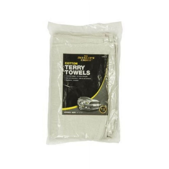 Hopkins 3-685-58 12-Pack Of 14" x 17" White Cotton Terry Cloth Car Detailing Cleaning Towels - Quantity of 3
