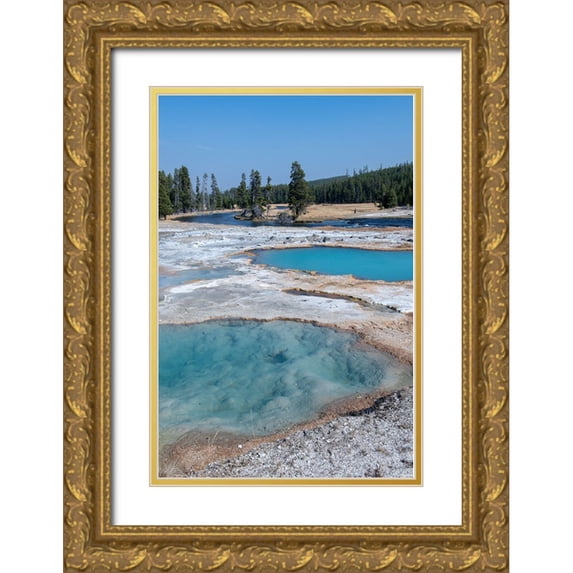Hopkins, Cindy Miller 13x18 Gold Ornate Wood Framed with Double Matting Museum Art Print Titled - USA-Wyoming-Yellowstone National Park-Biscuit Basin-Black Diamond Pool