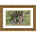 thumbnail image 1 of Hopkins, Cindy Miller 14x10 Gold Ornate Wood Framed with Double Matting Museum Art Print Titled - Africa-Kenya-Serengeti-Maasai Mara-Female cheetah with cubs-endangered species, 1 of 4