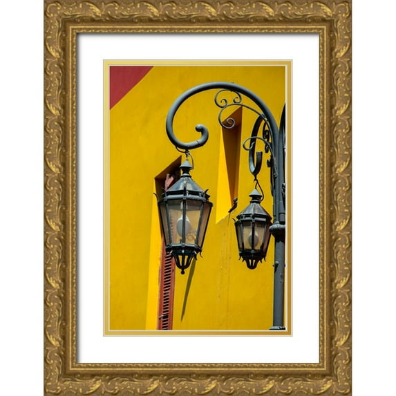 Hopkins, Cindy Miller 23x32 Gold Ornate Wood Framed with Double Matting Museum Art Print Titled - Argentina-Buenos Aires-La Boca-Caminito Street (Tango Street) Typical colorful painted wall