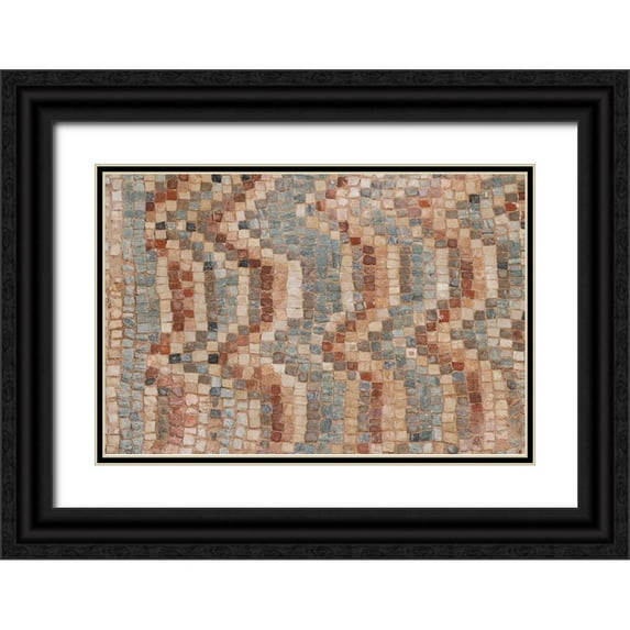 Hopkins, Cindy Miller 24x17 Black Ornate Wood Framed with Double Matting Museum Art Print Titled - Cyprus-Roman archaeological site of Kourion Detail of ancient mosaic floor