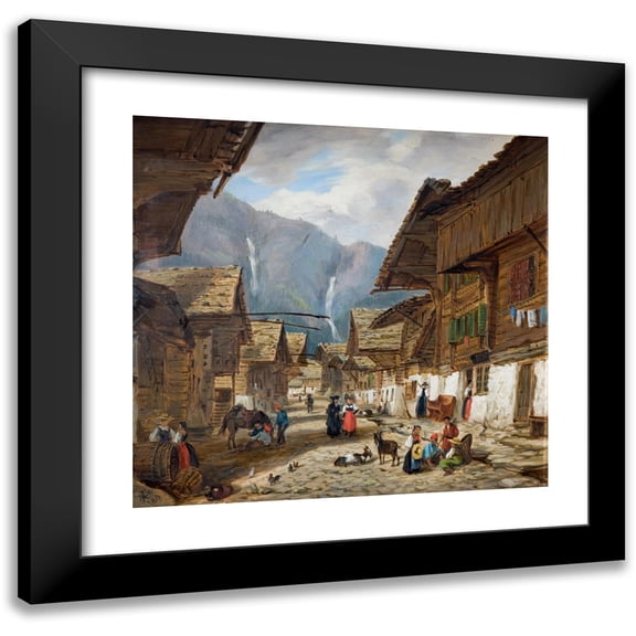 Hopkins Horsley Hobday Horsley 13x12 Black Modern Framed Museum Art Print Titled - Andermatt, Switzerland (1880)