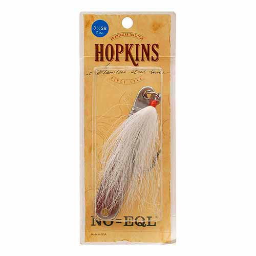 Hopkins Lures NO=EQL Spoon, Single Hook Bucktail, 2 oz, White 