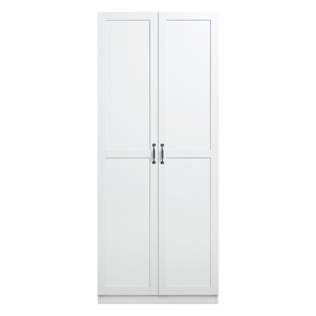 White Matte Freestanding Wardrobe with 7 Shelves