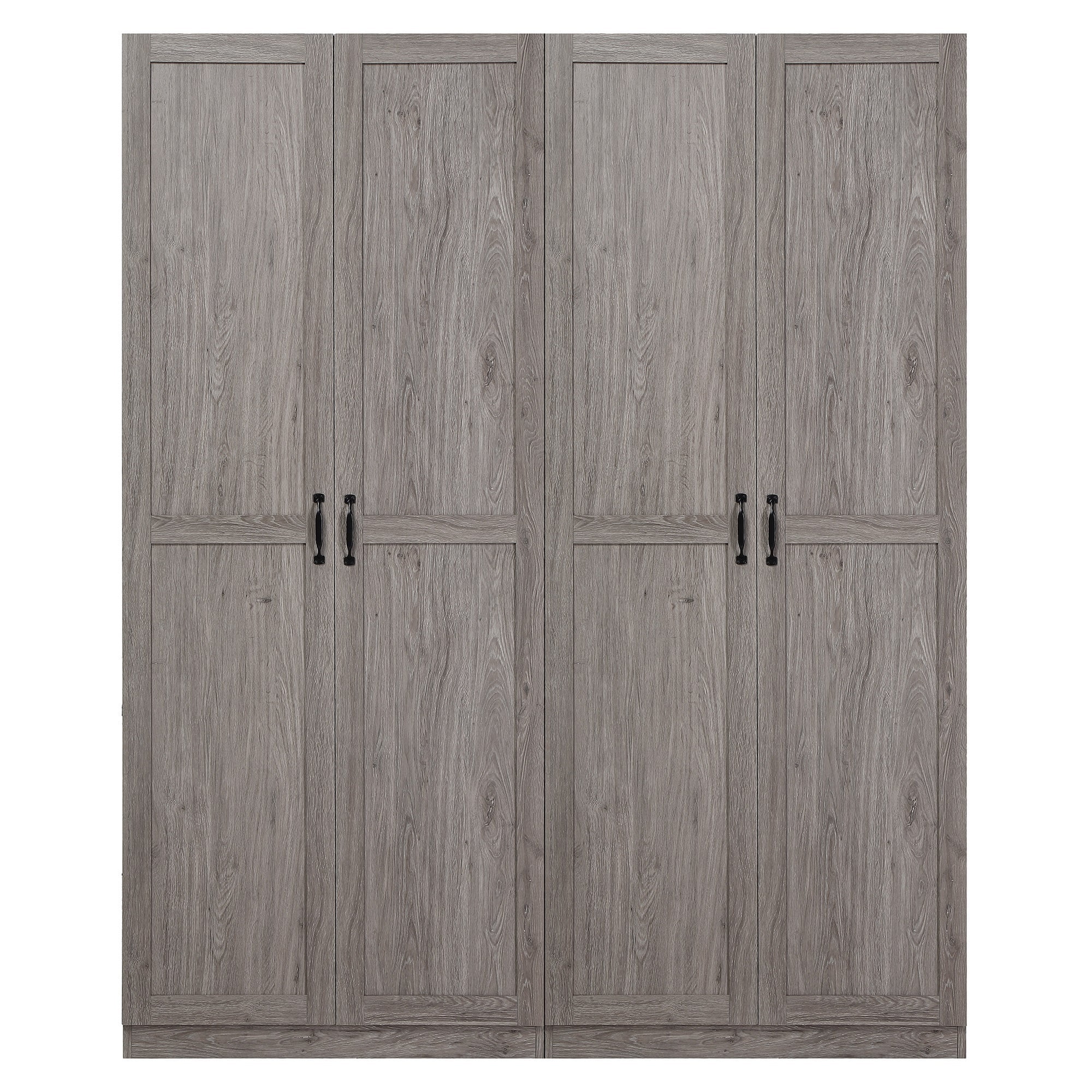 Gray Pine Rustic 4-Shelf Armoire Wardrobe Set